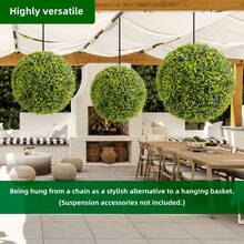 2/4 Pack Artificial Boxwood Topiary Balls  - Realistic Faux Greenery For Porch, Patio, Balcony Decor - Outdoor/Indoor Hanging Plants, Wedding & Home Decoration - Cây xanh, 16,53 inch - Gói 2 cây - Xem 5