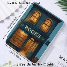 1pc Book Pattern Painted Tablet Protective Case With Stand, Compatible With Samsung A9/A9+/S9/S9FE/A11/A11+/S11/S10 FE/S10 FE+/S10 Lite, Apple Air 5/6, Honor, Matepad, And Other Popular Models. Foldable Anti-Bending, Auto Wake/Sleep, Built-In Pen Slot, Triple-Fold Stand - Perfect Daily Protection, Ideal Gift - Multicolor - View 3