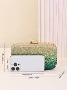 Y2K闪耀手拿包 | 绿色渐变水钻手拿包，引领潮流，时尚全钻晚宴包 | 渐变绿色手拿包，适合正式场合，渐变绿色水钻手拿包 | 闪耀晚宴包，适合舞会和派对 - 綠色 - 查看 7