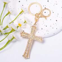1PC Creative Rhinestone Cross Pendant Keychain Metal Car Hanger Small Gift Business Gift Hot Selling Style - B - View 33