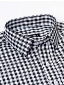 Men's Casual Comfortable Checkered Shirt - Black - View 4
