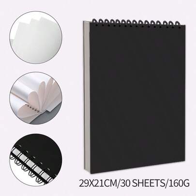 30 Pages Blank Sketchbook, Drawing Notebook, Hard Cover Mini Portable Sketch Pad, Watercolor Book, Art Supplies For Students