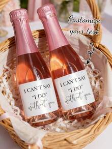 1/5/10/20pcs Personalized Bridesmaid Proposal Wine Bottle Labels, "Without You I Can't Say 'I Do'" Custom Wine/Champagne Stickers, Will You Be My Bridesmaid Gift, Mini Wine/Champagne Labels, Bridesmaid Candle Stickers, Bridal Party Invitation Decorations, Suitable For Weddings, Engagements And Parties - Multicolor - View 4