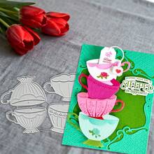 创意茶杯模具，DIY剪贴簿相册和压花模板，贺卡制作工具，卡片纸切割工艺品，礼品卡制作模板模切。 - 銀色 - 查看 7