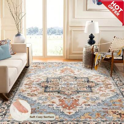 Cashmere-Inspired Carpets Are Machine-Washable, Featuring Multi-Color Geometric Patterns And Premium Design Accents. These Nordic-Inspired Floor Coverings Boast Plush, Thickened Construction With Machine-Friendly Washability And Anti-Slip Backing For Enhanced Comfort. Available In Soft Yet Durable Materials, They Are Ideal For Large-Area Carpets In Bedrooms And Living Rooms, Serving As Versatile Indoor/Outdoor Decorative Solutions For Bathrooms, Living Spaces, And Other Interior Environments.