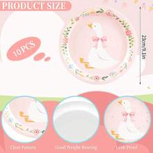 10/20/40pcs 9inch One Silly Goose Birthday Party Plates Pink Bow Goose Disposable Paper Plates For 1st Birthday Party Decorations Floral Decorative Dinner Plate Table Decor Supplies BabyShower Decorations - View 8