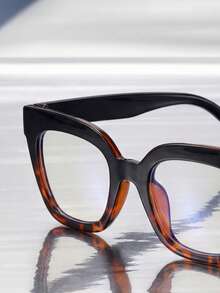 1 Par de Óculos de Armação Quadrada Unissex, Estilo Minimalista e da Moda com Lentes Transparentes, Estilo Americano, Adequado para Uso Diário no Escritório e Universidade, Lentes Transparentes para Computador, Jogos, TV, Smartphone, Acessórios de Óculos Femininos - Preto em cima e pudim de tofu em baixo - Visão 3