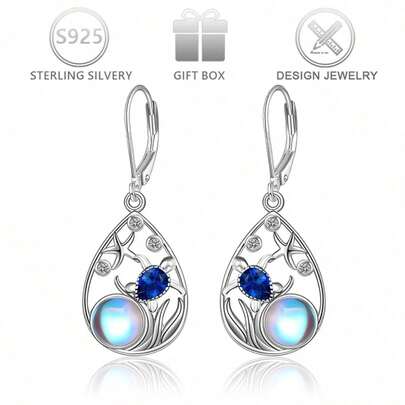 1 Đôi bông tai bạc 925 chủ đề đại dương mùa hè, đính đá giả đá mặt trăng và đá cubic zirconia, thiết kế hình rùa biển và sao biển, thích hợp để đeo hàng ngày, đi du lịch, nghỉ mát ở bãi biển, cũng là món quà tuyệt vời cho dịp lễ hoặc sinh nhật.