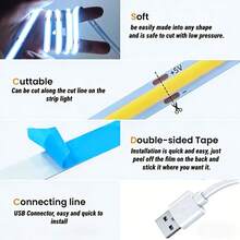 LQHZMYY 5V USB COB 高亮度 LED 燈條 自黏式觸控 LED 燈帶,室內氛圍燈,適用於電視背光、臥室、客廳、婚禮、聖誕節、萬聖節派對、家居裝飾、小夜燈 - 彩色 - 查看 7