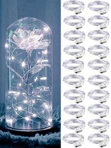 20pcs Battery Operated LED Mini Star Lights, Twinkle Fairy String Lights For Mason Jars, Wedding, Party, Christmas Decor; 200cm Silver Wire Mini Lights For Bedroom, Wedding, Mason Jar DIY, Christmas Wreath, Party Decoration, Warm White, Battery Powered Star Lights, Mason Jar Lights, Firefly Lights For DIY Party Wedding - White Light - View 2