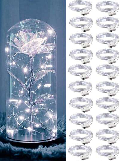 20 piezas Luces LED mini de estrella con pilas, luces de hadas parpadeantes para tarros de albañil, boda, fiesta, decoración navideña; 200cm Luces mini de alambre plateado para dormitorio, boda, DIY de tarros de albañil, corona de Navidad, decoración de fiesta, blanco cálido, luces de estrella con pilas, luces de tarros de albañil, luces de luciérnagas para fiesta de boda DIY