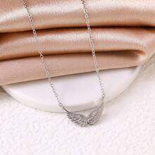 1件不锈钢个性化天使翅膀双孔吊坠项链，18k镀金首饰，女士礼物 - 翅膀吊墜項鍊 - 查看 2