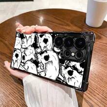 1pc New Minimalist Electroplated Skull Shockproof/Thick Transparent TPU Protective Case Suitable Compatible With Apple 17 Pro Max/16 Pro Max/16 Pro/16/13 Pro Max/12 Pro Max 11, 15 Pro Max, 14 Pro Max/Galaxy, SAM/Honor/Note 13 Pro/S23 Ultra/S24 Ultra/S25/A56 - Black - View 3