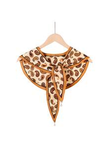 1件女士高端腰果油画风格披肩开衫，带珍珠吊坠领 - 彩色 - 查看 6