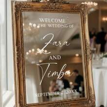 Customized Wedding Mirror Decal Stickers, Suitable For Shower Room, Party, Events, Personalized Welcome Sign, Personalized Mirror Stickers, Reception Area Decor - Multicolor - View 4