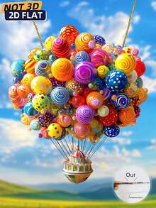 2D Colorful Balloon Gift, Multicolor Hot Air Balloon Sun Catcher Window Decor, Suitable For Valentine's Day, Garden And Outdoor Spaces, Room Decoration, Door Hanging - Colorful - View 3