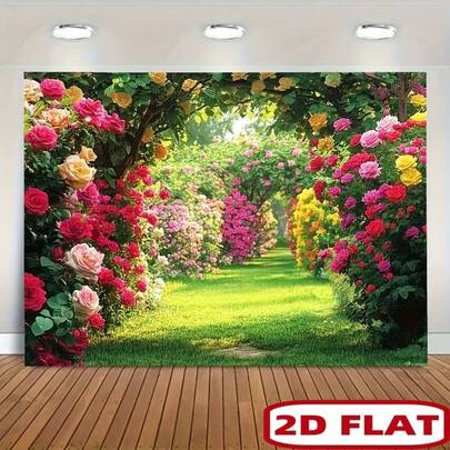 1pc Beautiful Spring Flower Backdrop - Polyester Photography Background Cloth And Party Banner, Suitable For Holiday Parties, Home Photography, Garden Decor, Backdrops, Banners