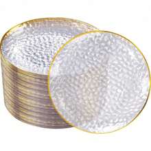 Bộ 25 khay đựng bánh hình tròn trong suốt viền vàng chấm bi, bao gồm khay phụ (7.5"/10.25") và khay đựng salad trái cây chất lượng cao, có thể tái sử dụng và dễ dàng vệ sinh. Hoàn hảo cho đám cưới, ngày Valentine, sinh nhật và các bữa tiệc ngày lễ. - Trong sáng - Xem 4