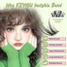 KEYYOU Fairy Angel Lash Clusters Manga Lash Extension D Curl 144Pcs Eyelash Extension Wispy Natural Invisible Band Lash With Waterproof DIY Lash Extension At Home(Angel-D-8-18MIX) - ColorL - 查看 3
