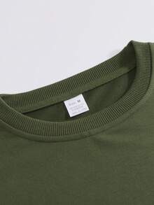 2pcs/Set Men's Loose Casual Sports T-Shirt And Shorts Set, Suitable For Young Adults, European And American Style, Spring/Summer Retro American,Unisex Summer Outfits,Suitable For Everyday Wear,Relaxed Fit ,Summer Holiday Outfits - Army Green - View 8