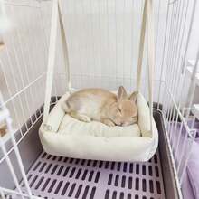 Giường ngủ mềm mại và ấm cúng cho thỏ, võng cho thú cưng nhỏ, giường treo trong lồng cho chuột hamster và chuột lang, đệm lót có thể tháo rời, đồ dùng cho thú cưng. - Xem 7