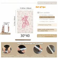 1幅帆布防水装饰海报，儿童房装饰画，带框墙画，芭蕾舞主题儿童房墙画，女孩卧室装饰，芭蕾主题画，复古芭蕾海报，舞蹈主题，适合女孩婴儿房，波西米亚风格婴儿房装饰，墙面挂饰，舞蹈工作室装饰，浴室装饰，幼儿园装饰，婴儿房墙面艺术海报 - 彩色 - 查看 19