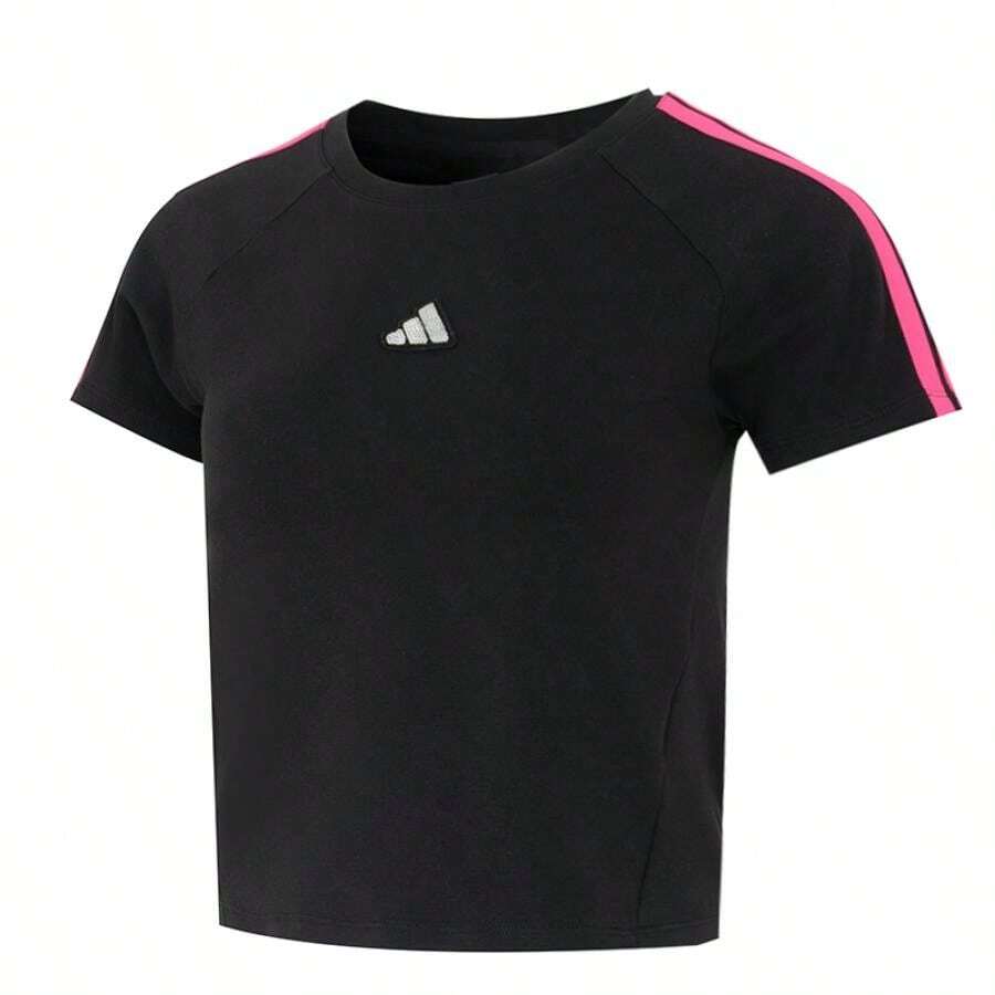 Adidas 2026 Summer Women's DCE BABY TEE Lightweight Comfortable Casual Simple Short Sleeve T-Shirt, KS0279 - Black - View 1