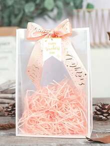 20pcs/10pcs/3pcs/1pc Transparent Gift Bags, (Ribbon Not Included) Minimalist Hollow Handle Design PVC Gift Packaging Bags, Suitable For Parties, Weddings, Birthdays, Shopping, Minimalist Home Decor, Transparent Handle Gift Bags, Transparent Wedding Gift Bags, Group Purchase Gift Bags, Holiday Party Supplies, Easter Gifts, Christmas Gifts, Reusable Transparent PVC Gift Packaging Bags, Ribbon Not Included - Multicolor - View 3