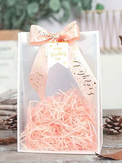 20pcs/10pcs/3pcs/1pc Reusable Clear PVC Gift Packaging Bags, No Ribbons Included. Suitable For Bridal Party, Wedding, Birthday, Shopping, Simple Home Decor, Clear Handle Gift Bags, Transparent Wedding Gift Bags, Group Gift Bags, Holiday Party Supplies, Easter Gifts, Christmas Gifts