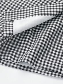 女士休闲日常及通勤格纹高腰短裙裤，夏季 - 彩色 - 查看 4