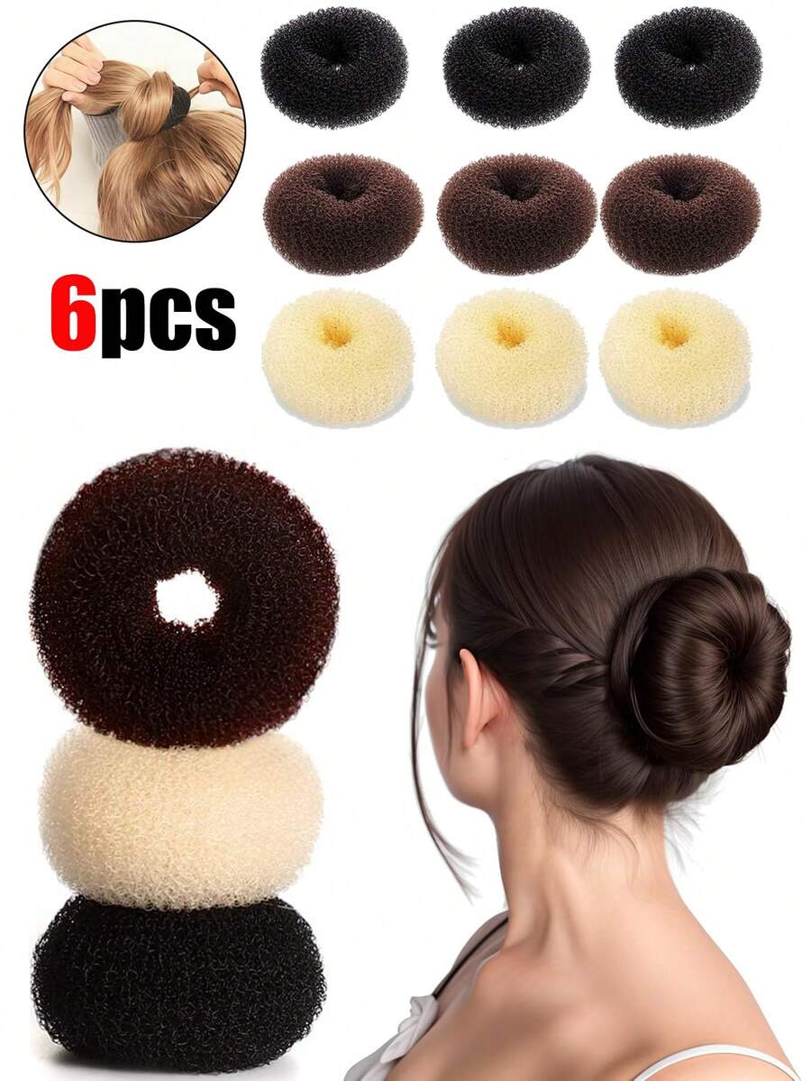 6pcs Women's Hairpin For The Back Of The Head, Flower-Shaped Hairband For The Bun Hairstyle, Ponytail Hairpin, Suitable For Women's Ballet Style, Daily Hairdressing Styling Tools For Women, Hairband, Hairstyle Set, Hairstyle Tool Set, Hairpin For Hairdressing Styles Beauty Home Hair Accessories Hair Styling Kit Hair Tool Kit,Travel,Birthday - Three Colors - View 1