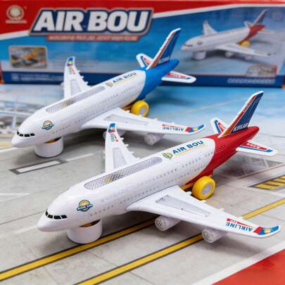 Juguete de avión eléctrico omnidireccional con sonido, luz y música para niños, modelo de avión con luces geniales y detección automática de obstáculos, juego educativo interactivo para padres e hijos, adecuado como regalo de cumpleaños para niños y niñas de 3 años en adelante (color de la cola aleatorio)