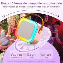Máquina de karaoke, mini altavoz de micrófono de karaoke Bluetooth portátil con 2 micrófonos y luz, adecuado para todos los teléfonos inteligentes, perfecto para cumpleaños, reuniones familiares, fiestas (azul y rosa). - Azul - Ver 9