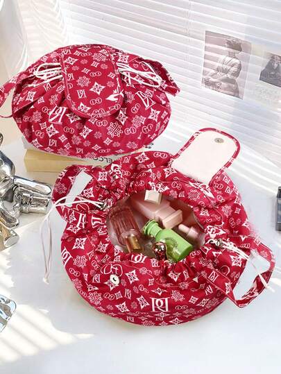 1Pc Drawstring Cosmetic Bag, Solid Color, Travel Bag, Barrel Shape, Cosmetic Storage Bag, Portable, Women's Laundry Bag, Room Decoration, Bag, Makeup Bag, Storage Bag, Toiletry Bag, Desktop Storage Bag, Handbag, Small Cosmetic Bag, Christmas Gift, Storage Pouch, Travel, Tote Bag/Small Bag, Cosmetic Storage Pouch, Brush Storage Bag, Small Storage Bag, Large Capacity Storage Bag, Women's Gift, Christmas Gift, Creative Gift For Women