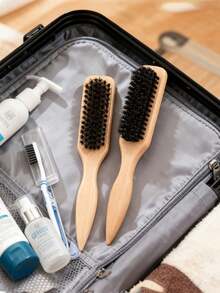 1pc Unisex Boar Bristle Smooth Comb, Beard Brush, Frizz Control Comb, Fluffy Wooden Handle Comb, Detangling Comb, Hairline Control, Sleek Ponytail Comb - With Wide Tapered Tail Detangler And Smoothing Comb, Convenient Parting, Styling, Polishing And Smoothing Hair, Creating Frizz-Free Hairstyles, Suitable For Men And Women, Recommended As A Christmas Gift - Multicolor - View 3