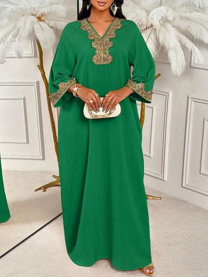 AIJ Amarilo Damen Einfarbiger eleganter Bademantel - Fledermausärmel Spitze Frühling/Sommer