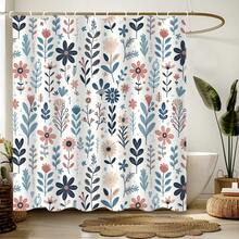 1 rèm tắm chống thấm nước bằng polyester họa tiết hoa, thiết kế kiểu nhà nông thôn, có thể giặt máy, kèm 12 móc treo, trang trí phòng tắm mộc mạc, vải không lót dùng được cả bốn mùa, họa tiết hoa dại, chống thấm nước và chống nấm mốc, có thể giặt máy, chất liệu polyester nhẹ và thoáng khí, màu sắc có thể hơi khác do ánh sáng - Trang trí phòng tắm nghệ thuật - Nhiều màu - Xem 2