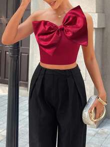 Áo nữ mùa hè thanh lịch với nơ trang trí, thích hợp cho mặc thường ngày. - Màu Đỏ Sâu - Xem 7