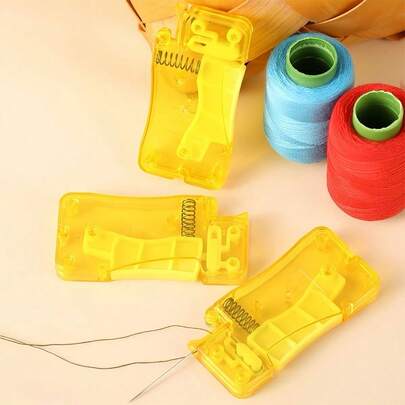 自动穿线器，DIY缝纫穿线器，手动缝纫机缝纫工具，家用手工缝纫用品，耐用塑料材质，多种颜色可选，适合老年人和视力障碍人士使用，是缝纫和手工制作的理想之选，缝纫配件
