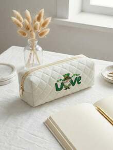 St. Patrick's Letter Pattern Pouch, Lightweight Zipper Cosmetic Bag, Pencil Case, Classic Stationery Pouch, Suitable For School/Students/Back To School Season - Multicolor - View 9