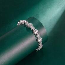 Tylionnejewelry 1件装奢华白金镀锆石手链，优雅珠宝，适合作为女士礼物，婚礼，节日派对，约会，周年纪念日 - 銀色 - 查看 4