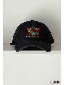 Y2K卡通鳄鱼刺绣软顶棒球帽，宽帽檐修饰脸型，时尚男女通用复古豹纹帽 - 多色 - 查看 12