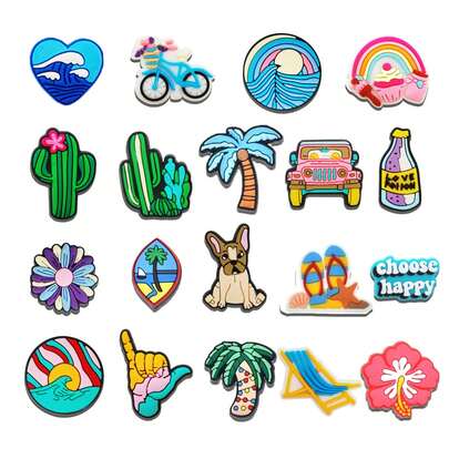19Pcs Summer Series Shoe Charms For Clogs Sandals,Shoe Decoration Premium Quality Popular Charms Accessories Great Gift For Teens Men Women And Adults