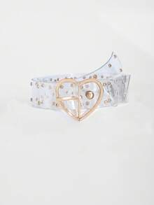 Women's Transparent Heart-Shaped Buckle Belt, Minimalist Versatile Casual Waist Belt Suitable For Pants And Dresses - Clear - View 8