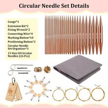 Detachable Needle Circular System With Interchangeable Needles, 13-Piece Gold Crafting Kit Includes Various Sizes (15.9", 26.3", 31.5", 35.4") And Storage Bag, 3-10mm Circular Needle Set - C-Multicolor Set - View 6