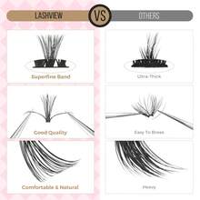 LASHVIEW 280片装 40D DIY 簇状假睫毛，长度9-16mm混合，轻松打造猫眼妆，柔软可重复使用，适合初学者居家使用 - D - 查看 5