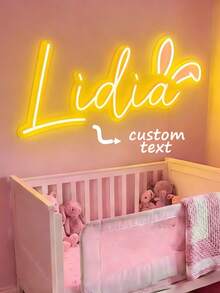 Customizable Dimmable USB Neon Light Sign, Suitable For Wall Decor, Customized Easter Children's Gift With Bunny Ears And Child's Name Neon Light, Customized Children's Name Light, Easter Party Decoration - 兔子耳朵燈 - 查看 4