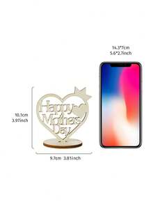 1pc Mother's Day Wooden Heart Crown Decor, With Hollow "Happy Mother's Day" English Text Design, Modern Minimalist Decor For Holiday Celebration, Suitable As Mother's Day Gift And Home Tabletop Decoration - one-size - View 6