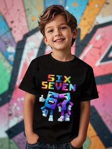 Pure Cotton Crew Neck T-Shirt For Girls, Basic Short-Sleeved T-Shirt For Kids, Lightweight And Comfortable, Casual T-Shirt For Children. Suitable For Outdoor Sports And Everyday Wear, Perfect For Spring And Summer. - Black - View 6