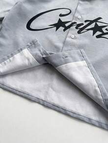 男士修身赛车风大字母印花短袖衬衫，Y2K 高街街头服饰 - 彩色 - 查看 5